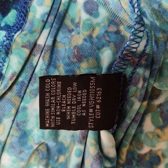 Connected Apparel Dress Size 16 Blue & Green Easter Short Sleeve Midi Sheath - Picture 12 of 12